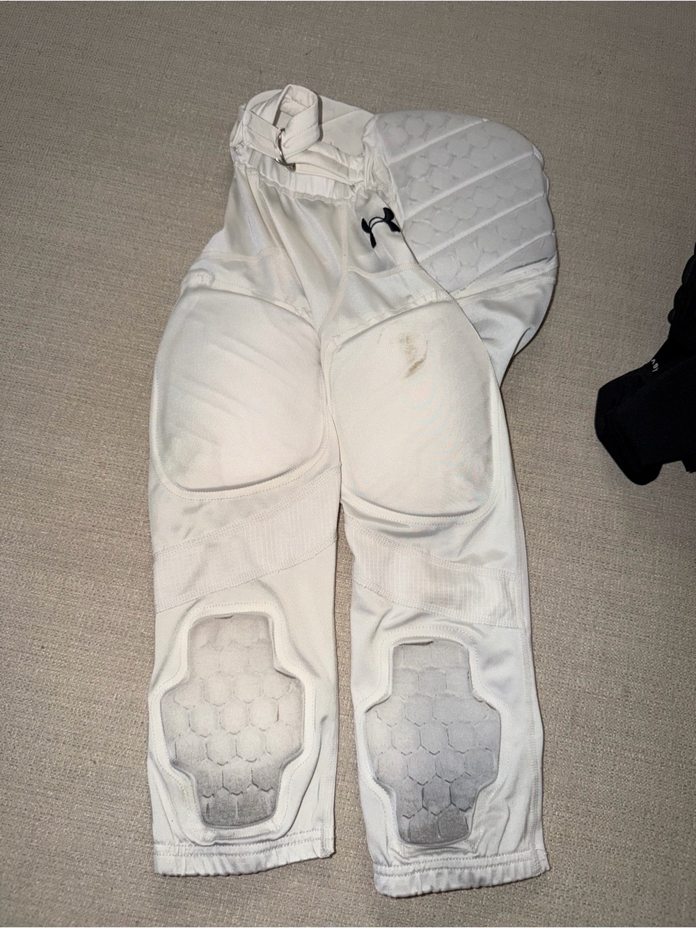Under Armour White Kids Padded Football Pants with Hip and Knee Pads